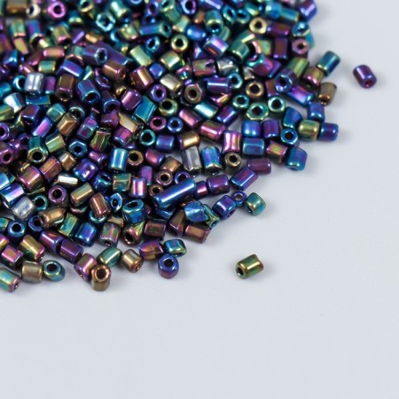 Glass beads 12/0 "cylinder. Blue melange. Metallic" 10 g-1