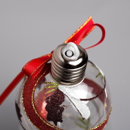 A set of Christmas tree balls "Balls with spruce cones" 3 pcs., Battery, 5 LED, glow warm white-2