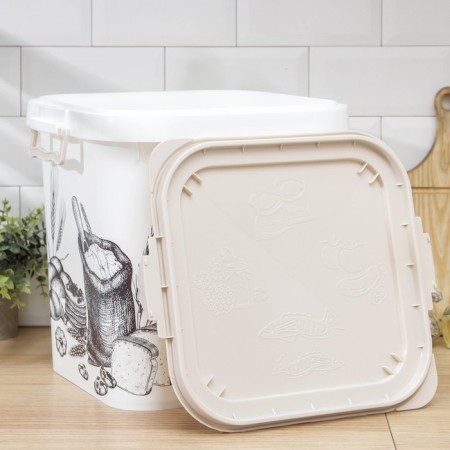 Container for flour and sugar, 25 l, decor, white color-9