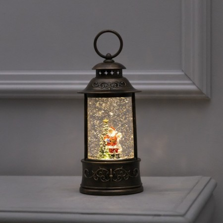 LED figure “Lantern with Santa Claus” 11 × 21 × 11 cm, plastic, AAX3 batteries (not in the kit), USB, glow warm white