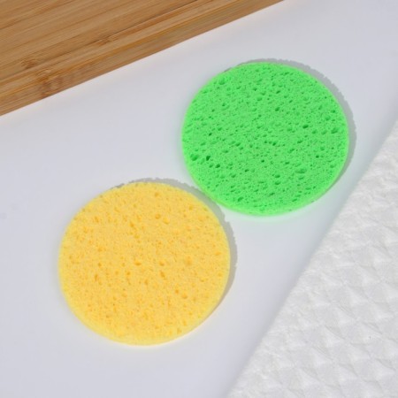 Washing sponge, round, 2 pcs, color mix-3