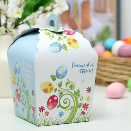 Easter box "Happy Easter!", Easter eggs on a twig, 17 x 17 x 26 cm-1