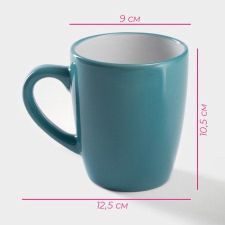 Mug ceramic share "Dyma", 360 ml, turquoise color-2