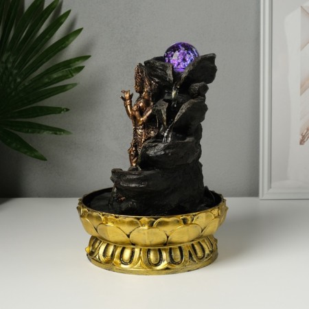 The desktop fountain from the network, the backlight "Radha and Krishna at the waterfall" bronze 20.5x20.5x28 cm-4