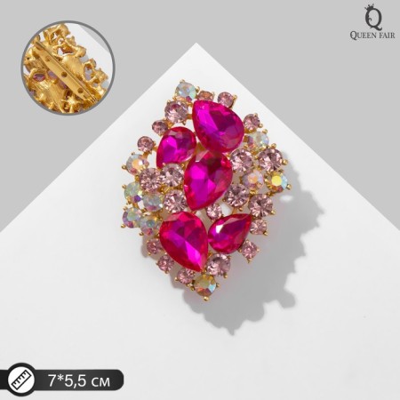 Brooch "Empress" drops, colored in matte gold