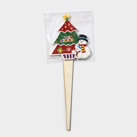 Topper decorative "Christmas tree and snowmen" 8.8x25 cm-5