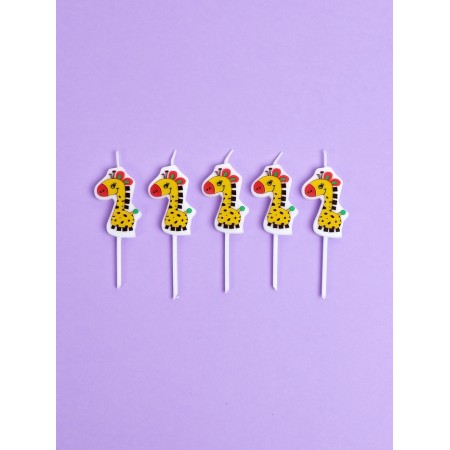 Candles for the cake "Giraffes", 5 pcs, yellow-2