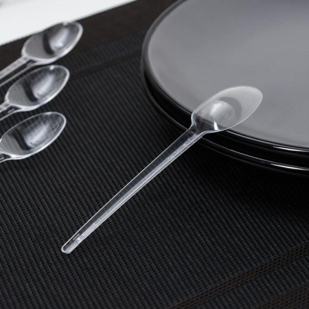 Spoon plastic disposable tea, 12.5 cm, transparent color-1