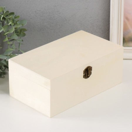 Casket wood for painting "rectangular" locking buckle 23.5x14x9.5 cm