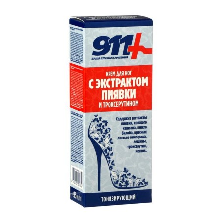Foot cream "911" with leech extract and troxerutine, tonic, 85 ml-1