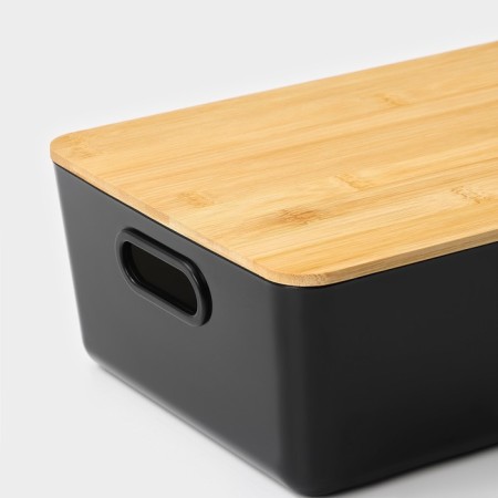 Storage container with lid LADOM "Laconism", 29.5 × 20.3 × 10.5 cm, black color-3