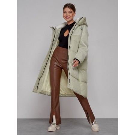 Coat insulated winter female, size 48, color light green-13