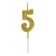 Candle in a cake on a skewer, number 5, gold, 4.5x2.5 cm