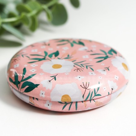 Casket Metal Round "Flowers and Leaves" Packing 12 pcs 1.8x7x7 cm-2