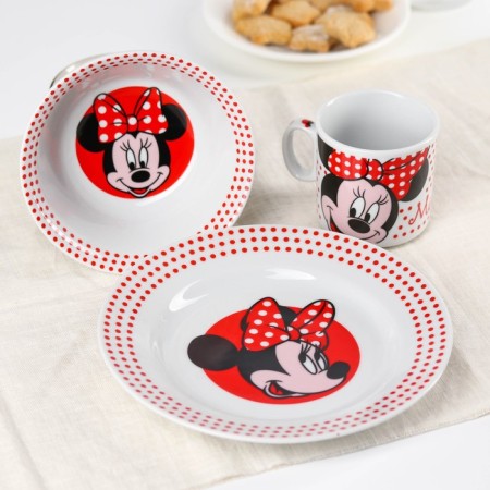 Set of dishes, 3 objects: plate Ø 16.5 cm, bowl Ø 14 cm, mug 250 ml, Minnie, Minnie Mouse-3