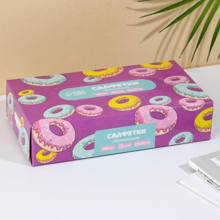 Paper napkins in the box "Donuts", 100 pcs, two -layer-1