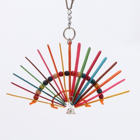 Toy for birds "Fan" with a bell, multi -colored, 20 x 20 cm