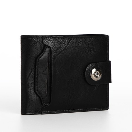 Male purse for magnet, department for bills, for maps, for coins, black color