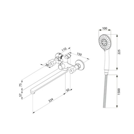 MILARDO TRISBL2M10 bath mixer, pour 324 mm, chrome-2