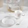 Tea ceramic service on a metal stand “Rose”, 19 objects: 6 cups 170 ml, 6 saucers 13.5 cm, 6 spoons, white color