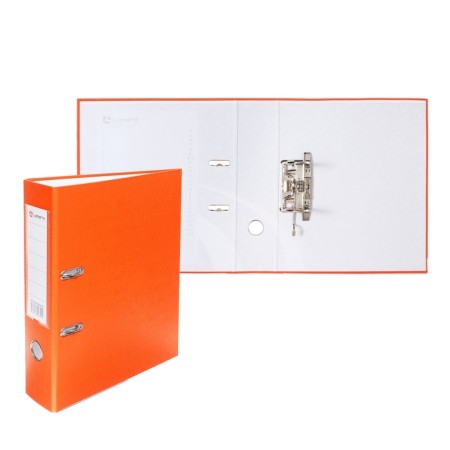 A4, 75 mm registrar, calligrata, PVC, embossing "Len", metal edging, pocket for a spine, collected, orange, mix