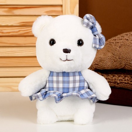 Soft toy "Bear", in a blue dress, 22 cm