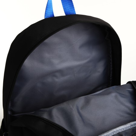 School backpack from textiles on lightning, 5 pockets, black/blue color-5