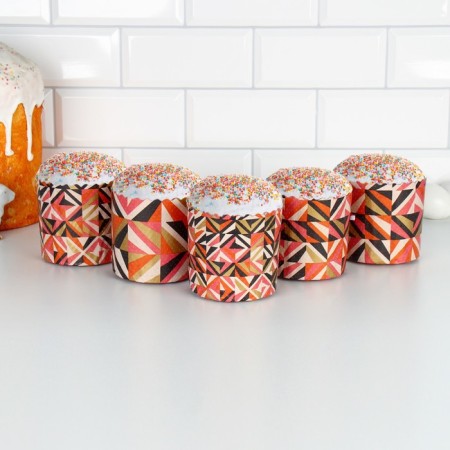 Paper form for cupcake, muffins and kulich "Modern" 90x90 mm, mix