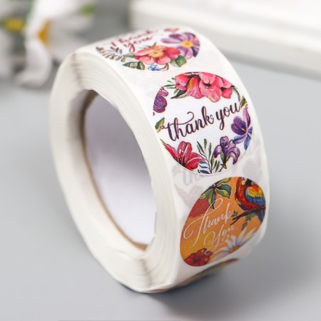 Stick Paper "Exotic. Flowers" d = 2.5 cm 500 pcs in a roll 3x6.5x6.5 cm-1