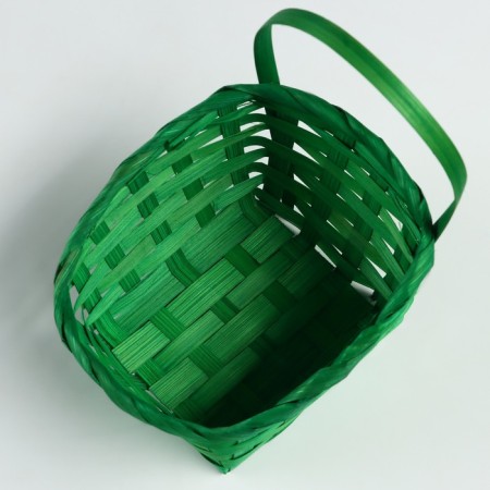 Wicker basket, d14x13xh6.5x11x20 cm, green, bamboo-2