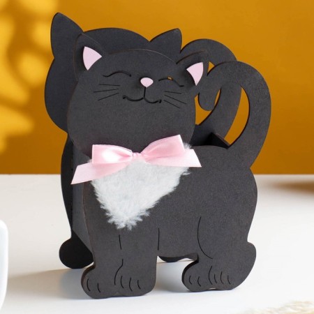 Kashpo wooden "cat" 14.5x7x18.5 cm black