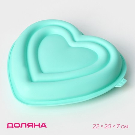 Form for mousse desserts and pastries are the “heart”, silicone, 22 × 20 × 7 cm, color mix