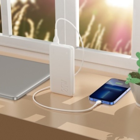 External battery Hoco J87, 10,000 mAh, 1 USB, 1 Type-C, 3 A, display, white-3