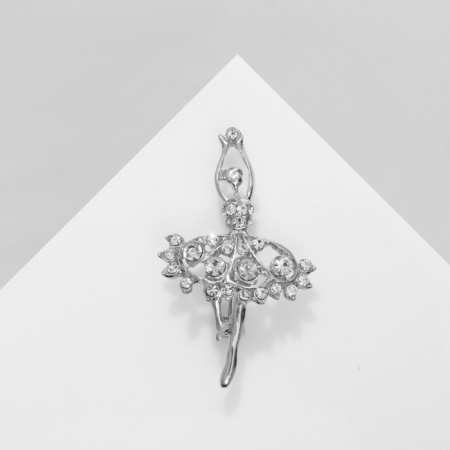 Brooch "Ballerina" AN Ler, white color in silver-1