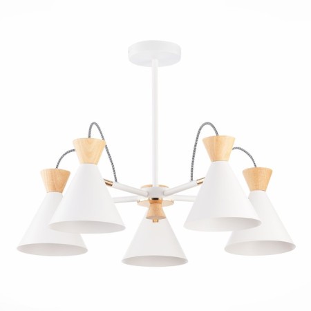 Ceiling EVOLUCE lamp. Sle125102-05. Modica. 5x40 watts, E14, 65x65x45 cm, white, golden color-3
