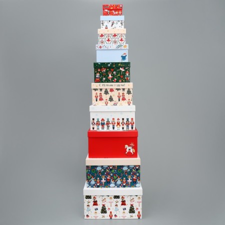 A set of New Year's gift boxes 10 in 1 "Nutcracker", 10 x 10 x 6 - 28 x 28 x 15 cm, New Year-3