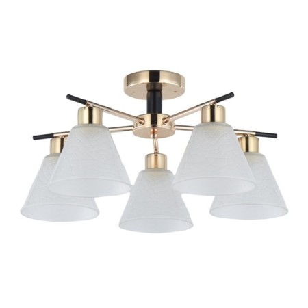Lamp Ceiling Economy Highlight 12223/5FGD+BK WT, 5x60W, E27, 23x54x54 cm, Golden color