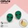 Earrings "aliens", black-green color in gold