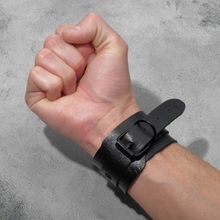 Bracelet "shackles", black color in ferrous metal, 31 cm-2