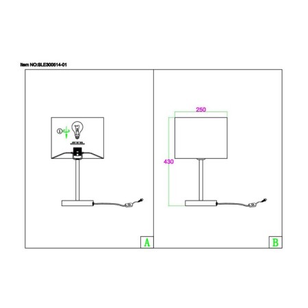 Evoluce bedside lamp. Sle300514-01. Brescia. 1x40 W, E27, 25x25x43 cm, Nickel color-1