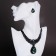 Set 2 objects: earrings, necklace “vernissage” drop, emerald color in ferrous metal, 30 cm