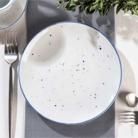 Porcelain plate flat dots nube, d = 20 cm, white color