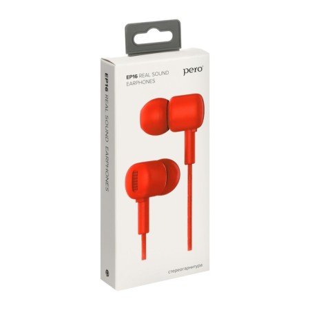 Pero EP16 headphones, vacuum, 98 dB, 24 Ohms, 3.5 mm, 1.1 m, red-2