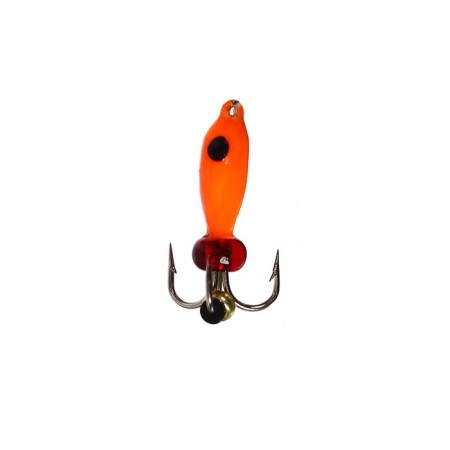 Mormyshka check orange, black eyes + beads, weight 1 g-1
