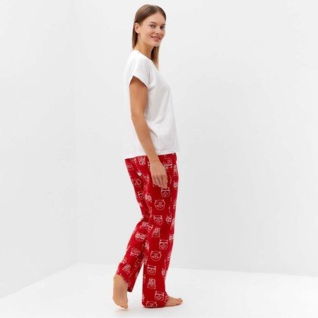 Homemade female "kitten in a glass" (T -shirt/pants), white/red color, size 46-3