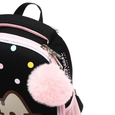 Frame backpack, 35x26x13, pusheen, black/pink, for girls-9