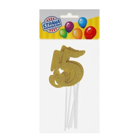 Topper "5", set 6 pcs., Mix colors