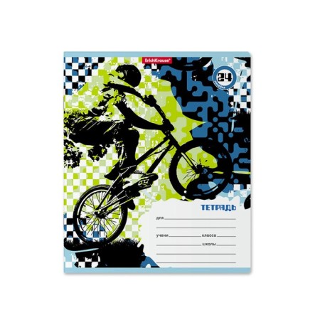 Notebook 24 sheets in the Erichkrause Cyclist line, cover coated cardboard, offset block, whiteness 100%, with print-1