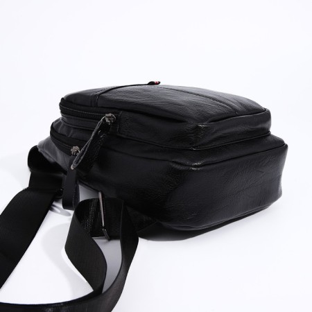 Male sling bag, artificial leather, black color-3