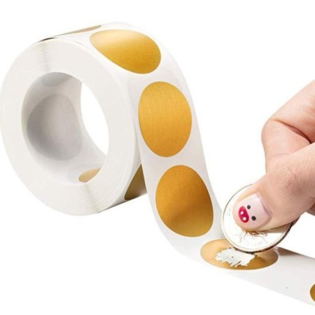 Sticker Paper "Golden Circle" Scretch-layer d = 2.5 cm 300 pcs in the roll